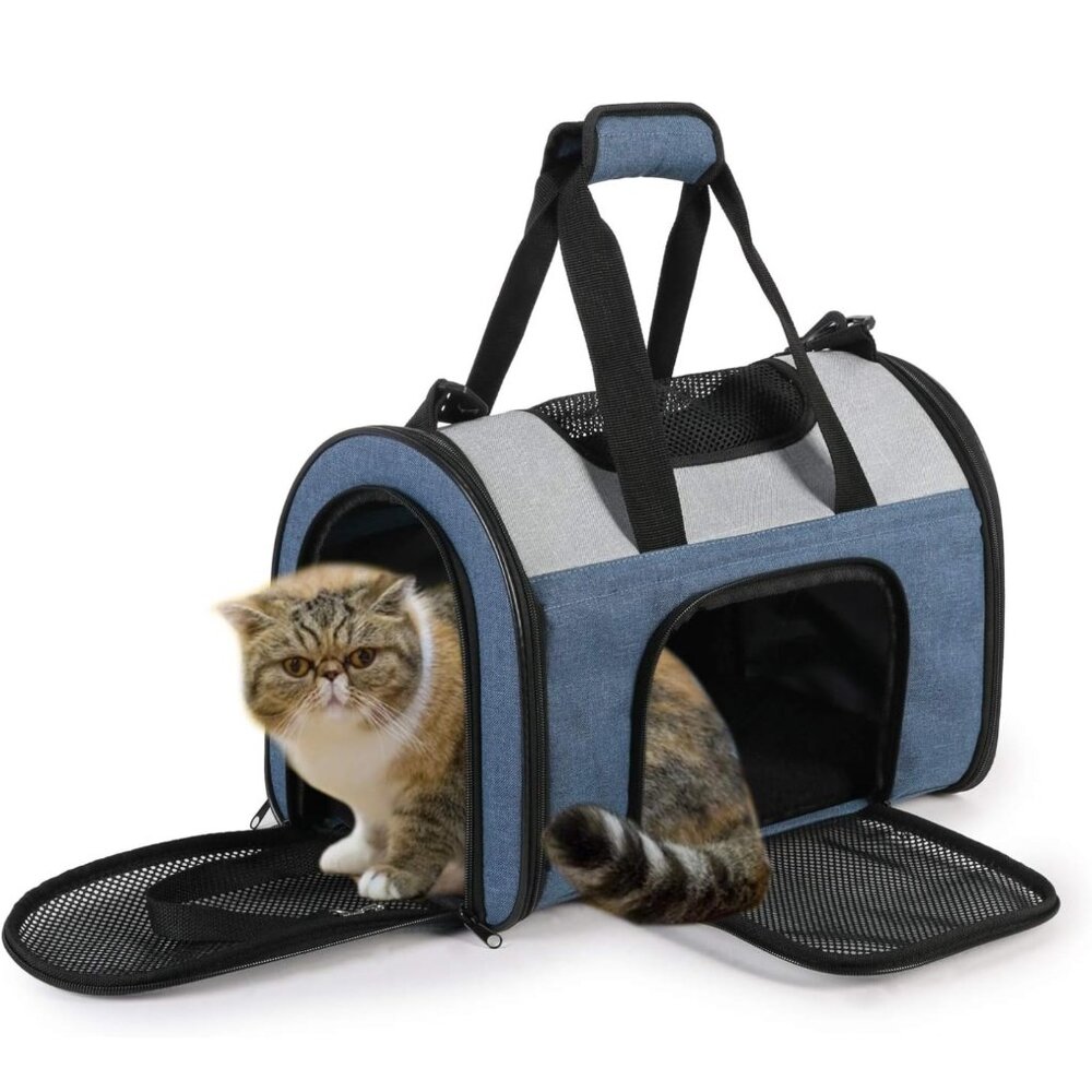 Jespet Soft-Sided Sport Dog & Cat Carrier Bag, Dark Blue, 16-in - PBC-4716SG